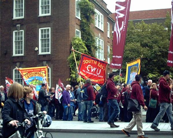 Marchers with Trade Union banners