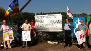 Our banner outside Valduc