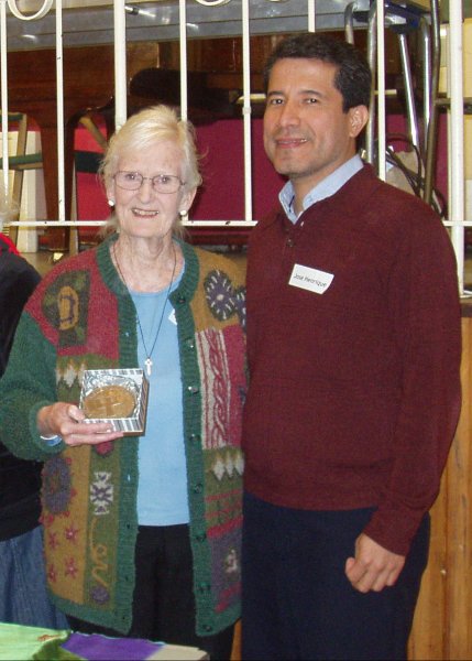 Alison holding Peace Prize