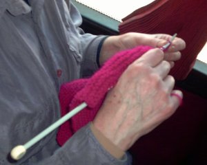 Joanna knitting