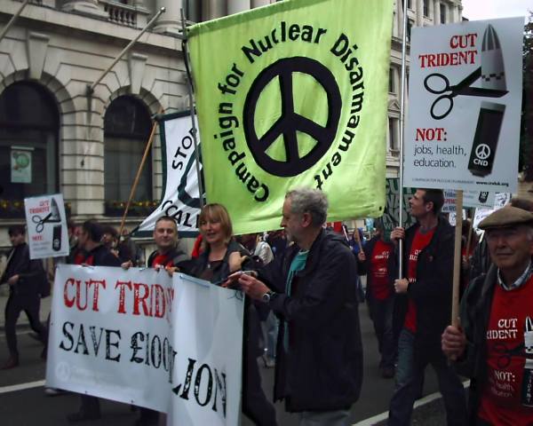 Closeup of CND banners
