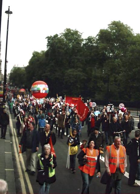 Marchers passing Green Park